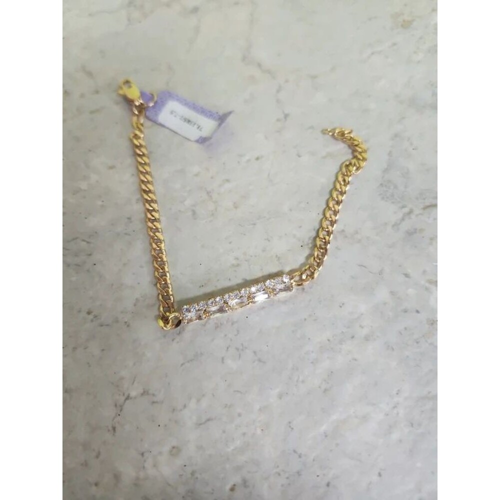 18k gold layered crystal evening, statement bracelet